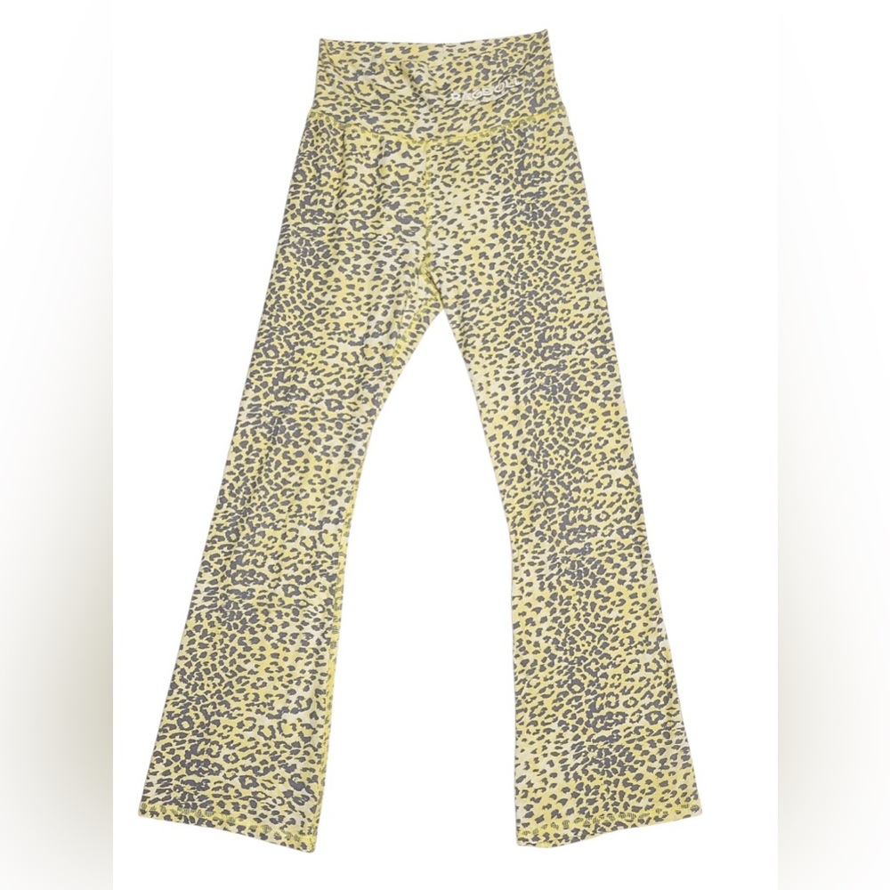 Ragdoll Y2K‎ Soft Yellow & Gray leopard print flare pants Size XS